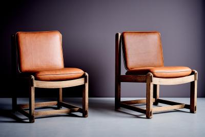 German Oak Lounge Chairs in new aniline leather 2 of 24 available