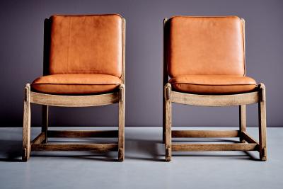 German Oak Lounge Chairs in new aniline leather 2 of 24 available