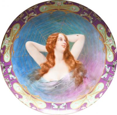 German Porcelain Charger Depicting a Young Maiden Circa 1900 