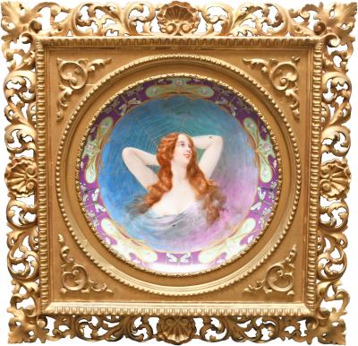 German Porcelain Charger Depicting a Young Maiden Circa 1900 