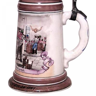 German Porcelain and Pewter Beer Stein