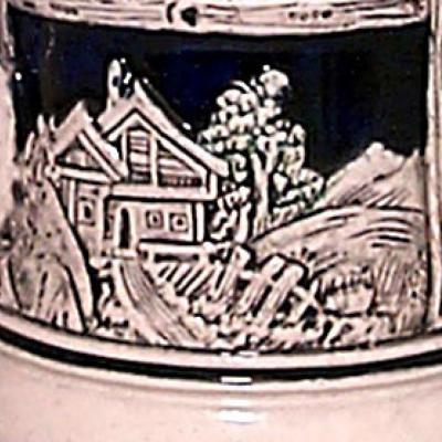 German Porcelain and Pewter Beer Stein
