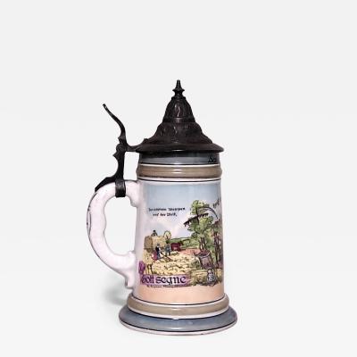 German Porcelain and Pewter Beer Stein