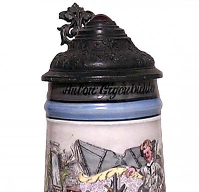 German Porcelain and Pewter Beer Stein
