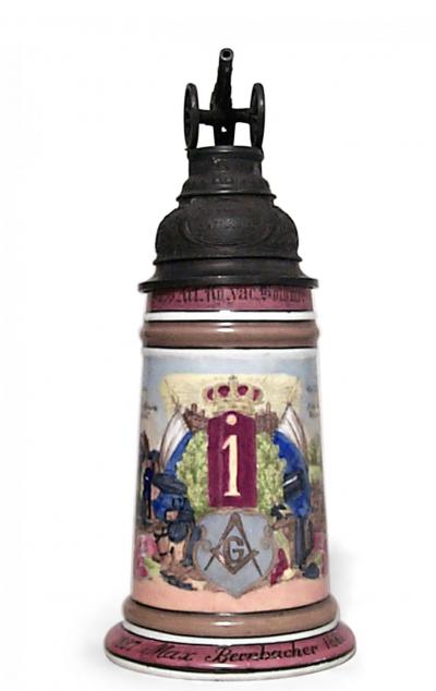 German Porcelain and Pewter Beer Stein