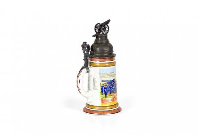 German Porcelain and Pewter Beer Stein