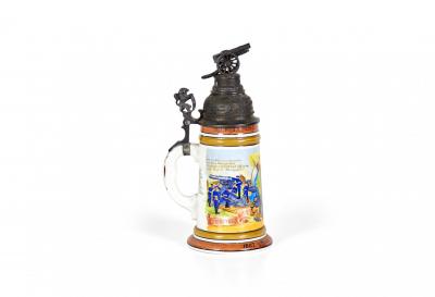 German Porcelain and Pewter Beer Stein