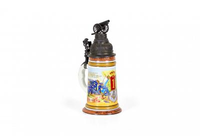 German Porcelain and Pewter Beer Stein