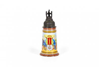German Porcelain and Pewter Beer Stein