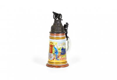 German Porcelain and Pewter Beer Stein