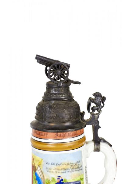 German Porcelain and Pewter Beer Stein