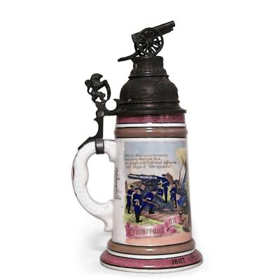 German Porcelain and Pewter Beer Stein