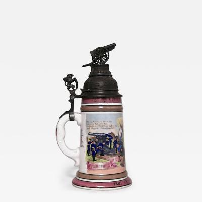 German Porcelain and Pewter Beer Stein