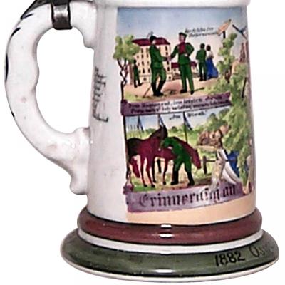 German Porcelain and Pewter Beer Stein