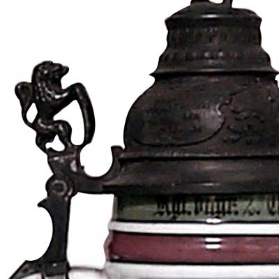 German Porcelain and Pewter Beer Stein