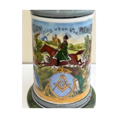 German Porcelain and Pewter Beer Stein