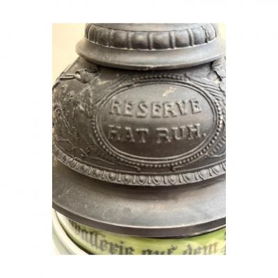 German Porcelain and Pewter Beer Stein