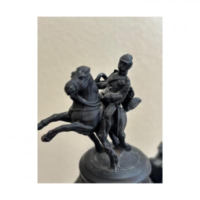 German Porcelain and Pewter Beer Stein