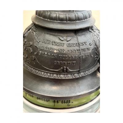 German Porcelain and Pewter Beer Stein