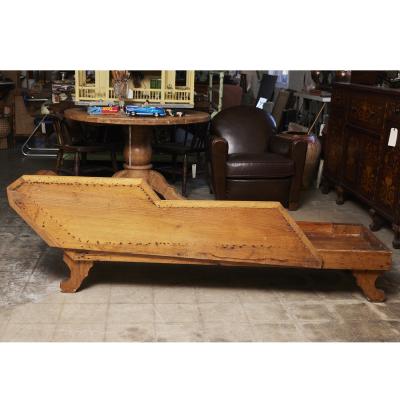 German Rustic Pine Chaise