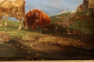 German School 19th Century Mountainscape Painting of Cattle and Sheep