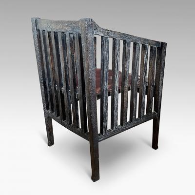 German Secessionist Armchair in Ebonized and Limed Oak