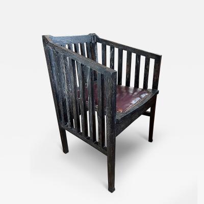 German Secessionist Armchair in Ebonized and Limed Oak