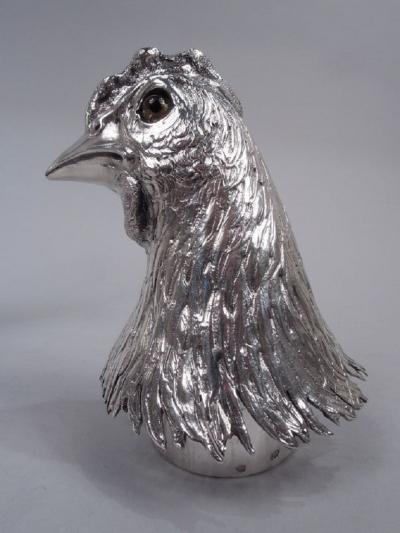 German Silver Barnyard Hen Spice Box with Funny Flouncy Tail