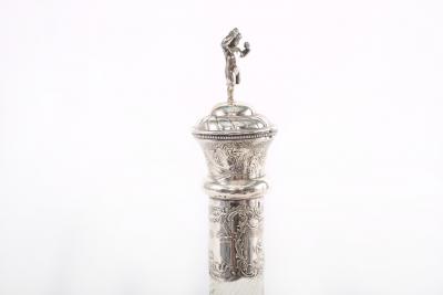 German Silver Mounted Cut Glass Pair Claret Jugs