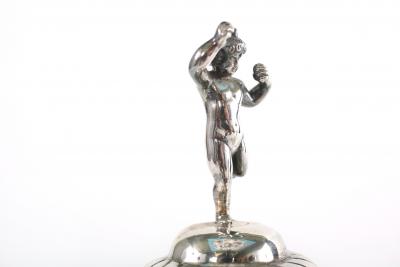 German Silver Mounted Cut Glass Pair Claret Jugs