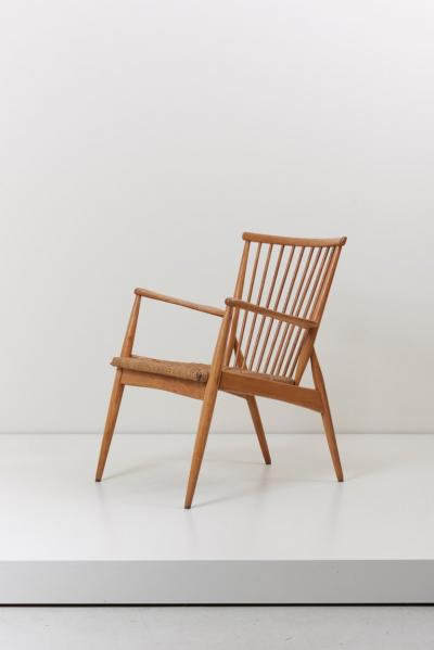 German Studio Lounge Chairs in Ash and Papercord