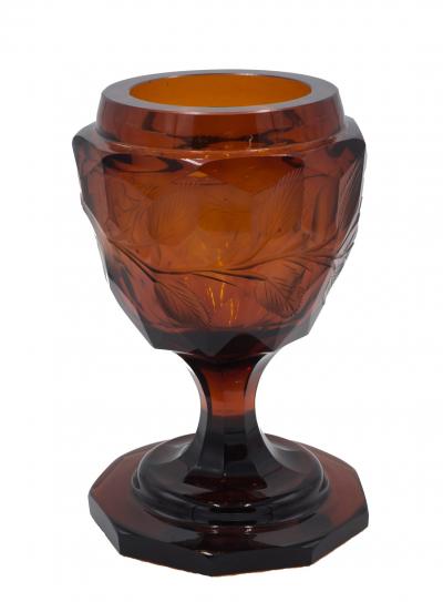 German Style Amber Cut Glass Urn