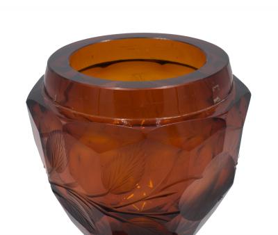 German Style Amber Cut Glass Urn
