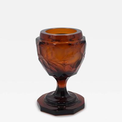 German Style Amber Cut Glass Urn
