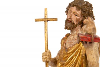 German or Austrian Polychromed Statue Sculpture of Saint John the Baptist