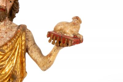 German or Austrian Polychromed Statue Sculpture of Saint John the Baptist