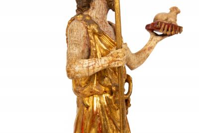 German or Austrian Polychromed Statue Sculpture of Saint John the Baptist