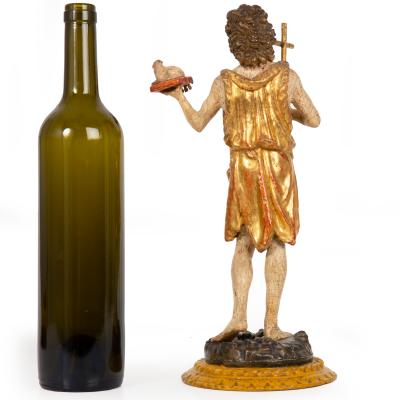 German or Austrian Polychromed Statue Sculpture of Saint John the Baptist