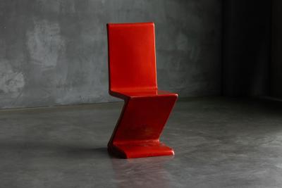 Gerrit Rietveld Zig Zag Style Fiberglass Chair Italy 1970s