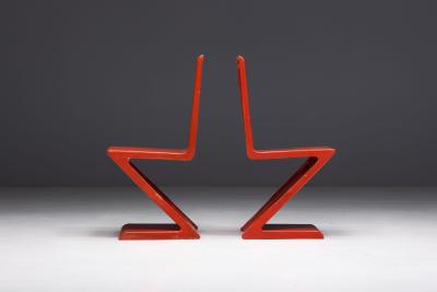 Gerrit Rietveld Zig Zag Style Fiberglass Chair Italy 1970s