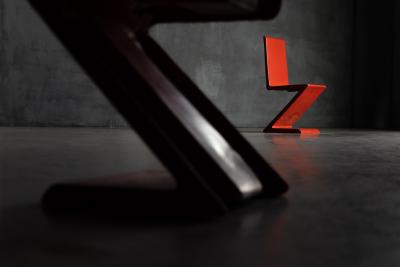 Gerrit Rietveld Zig Zag Style Fiberglass Chair Italy 1970s
