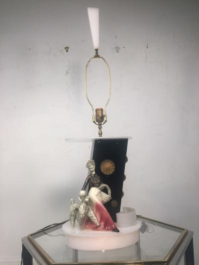 Gerry Moss RARE MID CENTURY MOSS LUCITE AND CERAMIC RADIO LAMP
