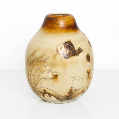 Gertrud Lonegren GERTRUD LONEGREN DESIGNED SCANDINAVIAN MODERN CERAMIC VASES WITH FISH