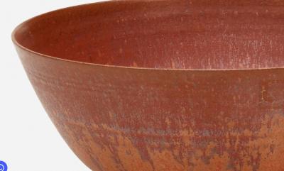 Gertrud Otto Natzler Gertrud and Otto Natzler Bowl Earthenware with Flame Red Mat Glaze 1945