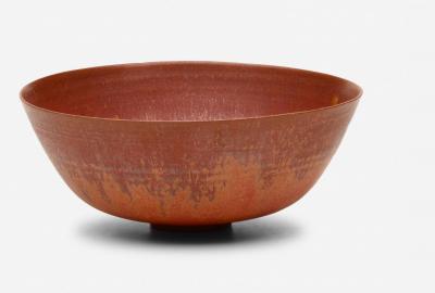 Gertrud Otto Natzler Gertrud and Otto Natzler Bowl Earthenware with Flame Red Mat Glaze 1945
