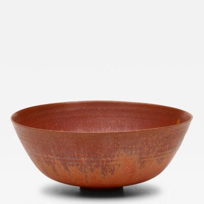Gertrud Otto Natzler Gertrud and Otto Natzler Bowl Earthenware with Flame Red Mat Glaze 1945