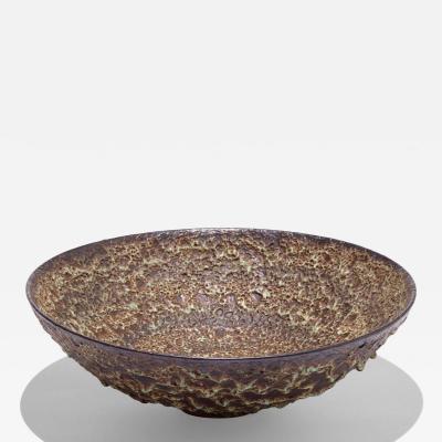Gertrud Otto Natzler Gertrud and Otto Natzler Pale Green Black Crater Bowl 1956 LACMA Exhibited 