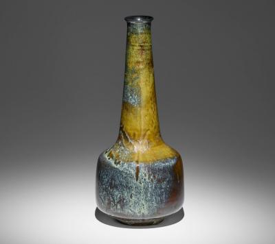 Gertrud Otto Natzler Otto Natzler and Gertrud Natzler Long Necked Cylindrical Bottle with Lip 1967