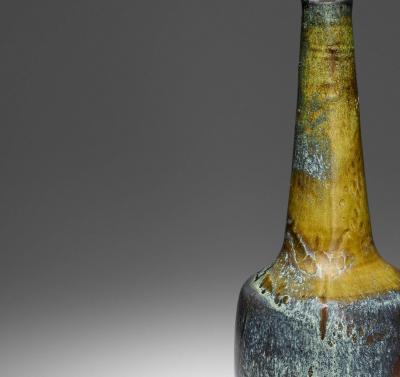 Gertrud Otto Natzler Otto Natzler and Gertrud Natzler Long Necked Cylindrical Bottle with Lip 1967