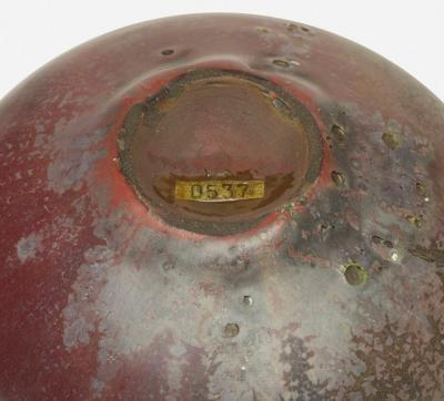 Gertrud Otto Natzler Otto Natzler and Gertrud Natzler Rare Form Round Bottle with Flange 1974